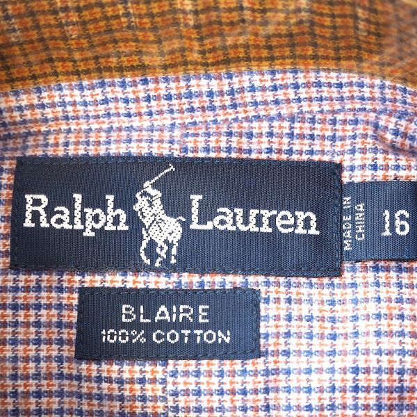 【極美品】 ラルフローレン RALPH LAUREN 4-TD082 長袖シャツ ブルー オレンジ 16 メンズの画像7