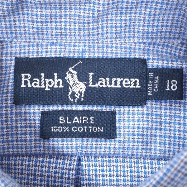 ラルフローレン RALPH LAUREN 4-TD083 新品 胸ロゴ ブルー系チェック シャツ ブルー 18 メンズの画像7