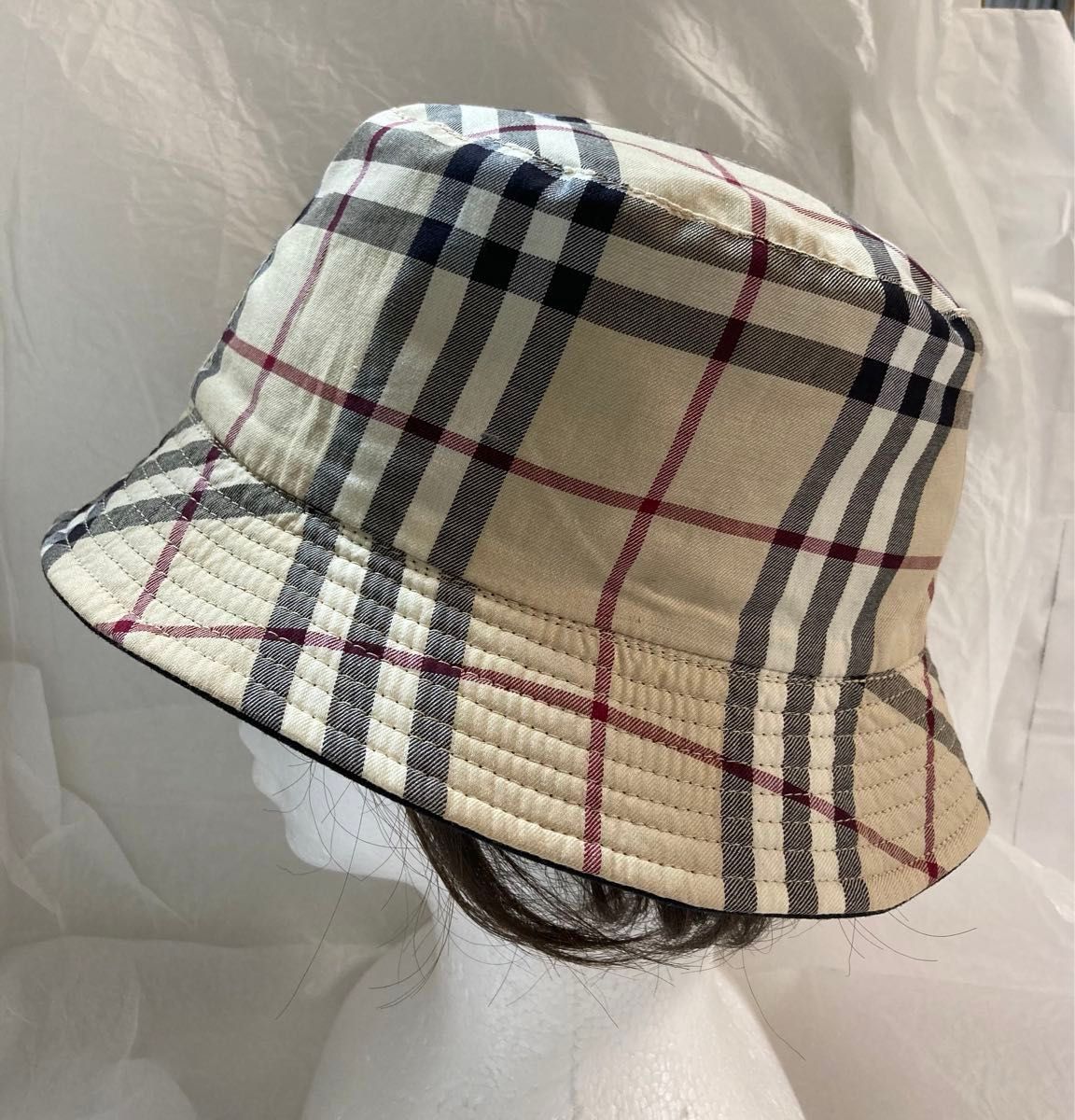 良品　バーバリー　BURBERRY LONDON  ノバチェック　リバーシブル　2way バケットハット　大きめサイズ