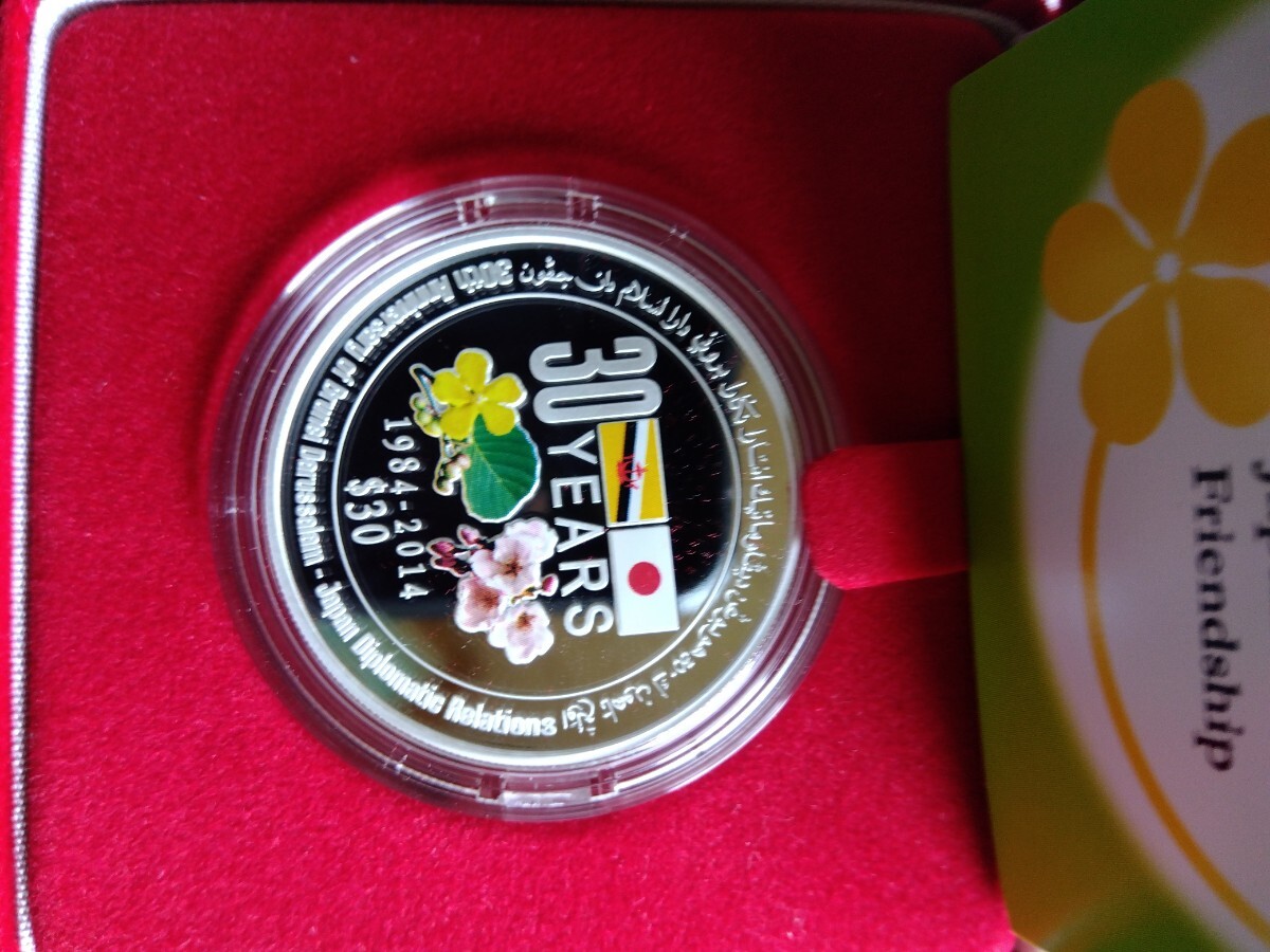 ★日・ブルネイ外交関係樹立30周年記念銀貨★リーフレット付の画像3