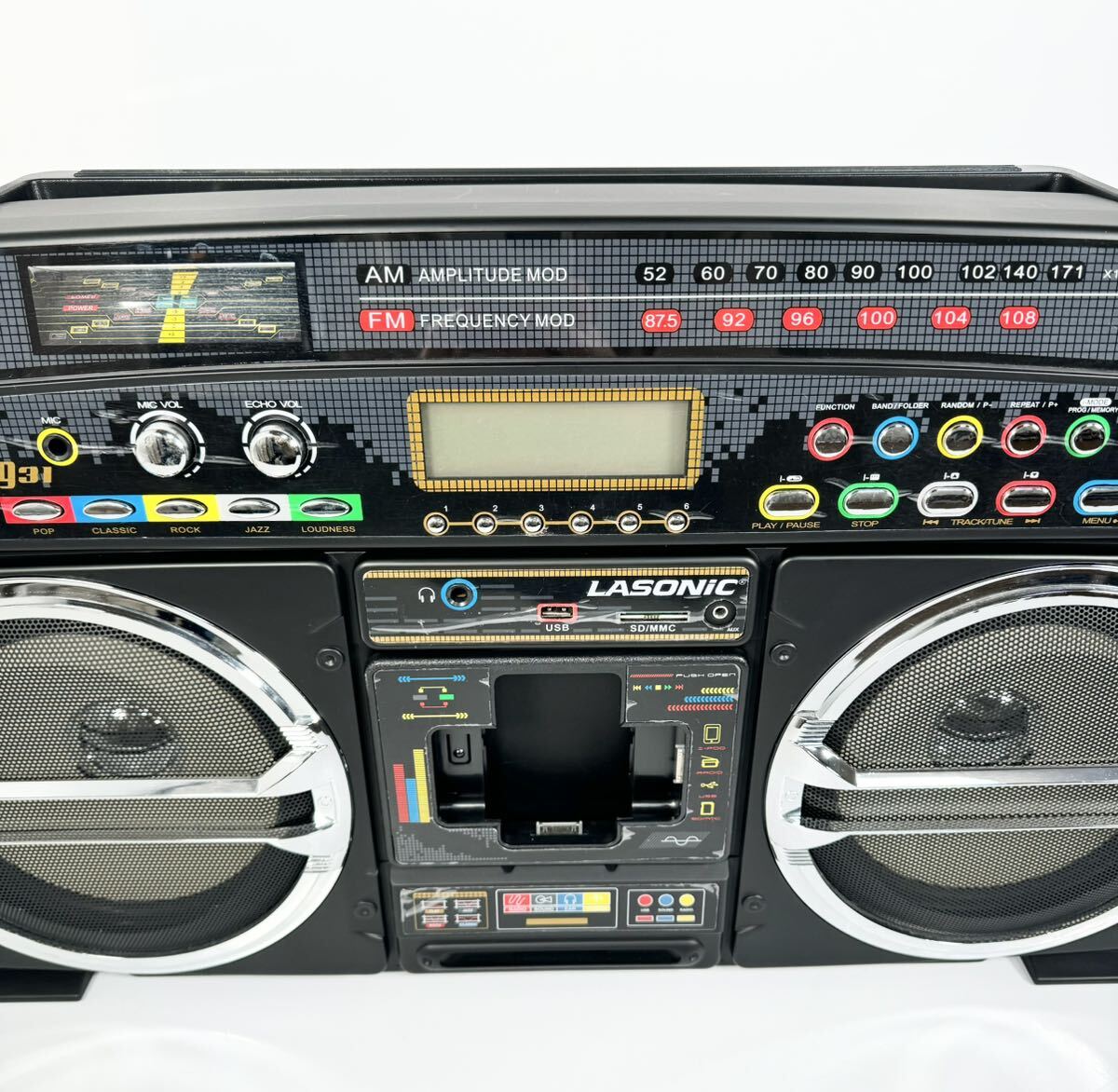 { sound out OK}Lasoniclazonik radio-cassette i-931x retro iPod player i-931