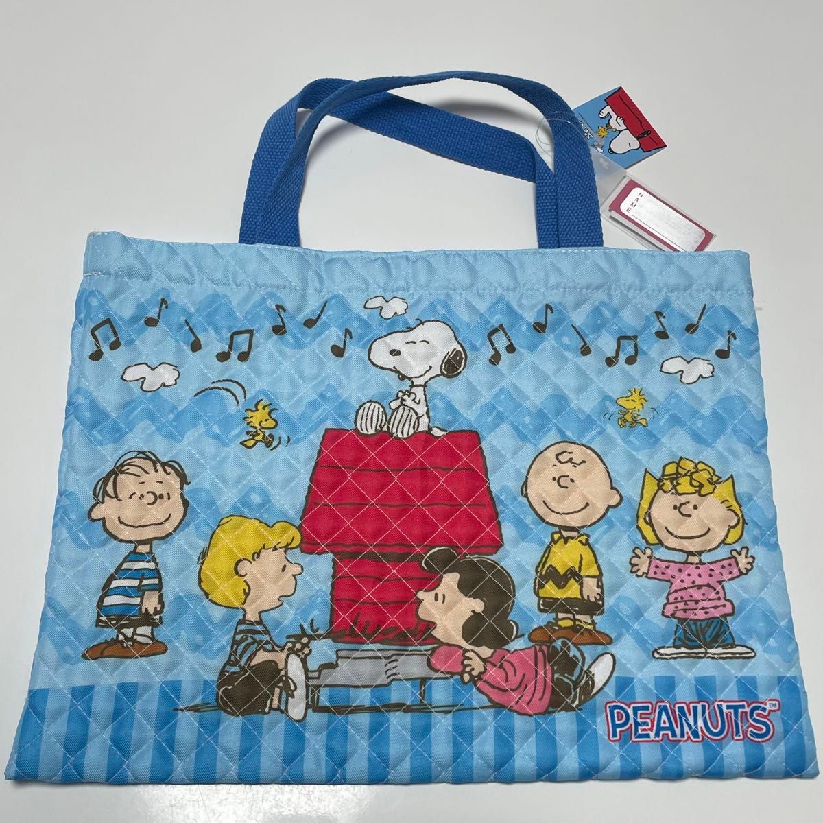 【新品未使用】SNOOPY スヌーピー キルト レッスン バッグ ネームタグ