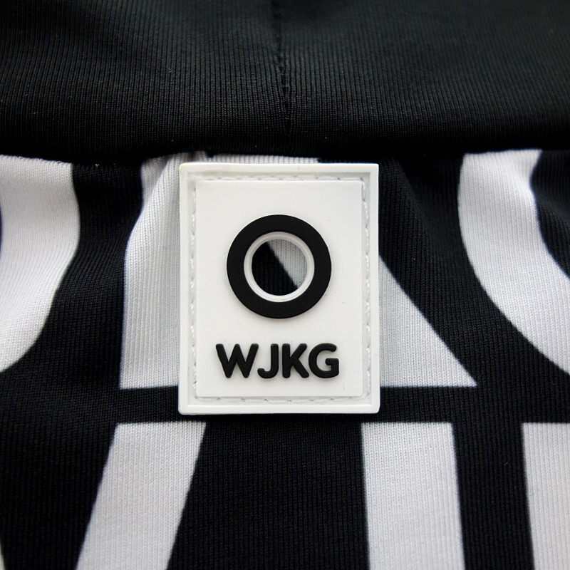 WJK GOLF mock neck print T ゴルフ モックネック 半袖 Tシャツ ブラック×ホワイト メンズS_画像3