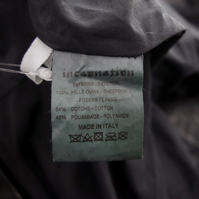 INCARNATION Sheep Leather Shirts B/D Lined レザー シャツ ブラック メンズS_画像4
