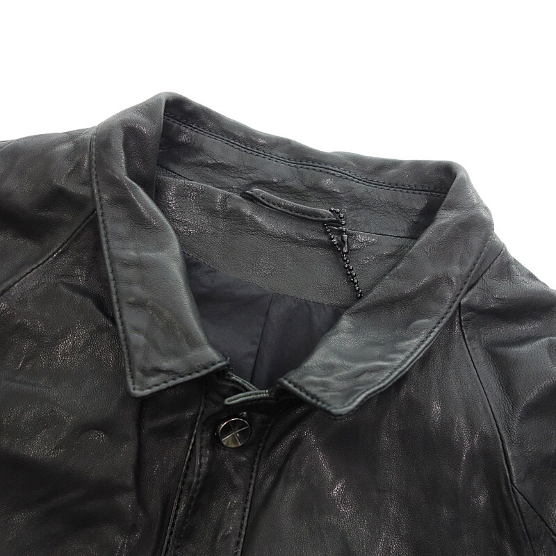 INCARNATION Sheep Leather Shirts B/D Lined レザー シャツ ブラック メンズS_画像5