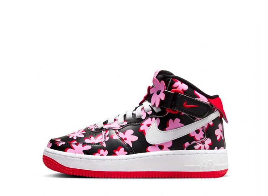 Nike GS Air Force 1 Mid EasyOn SE "Black/Pink Rise/Picante Red/White" 23.5cm FQ3692-001_画像1