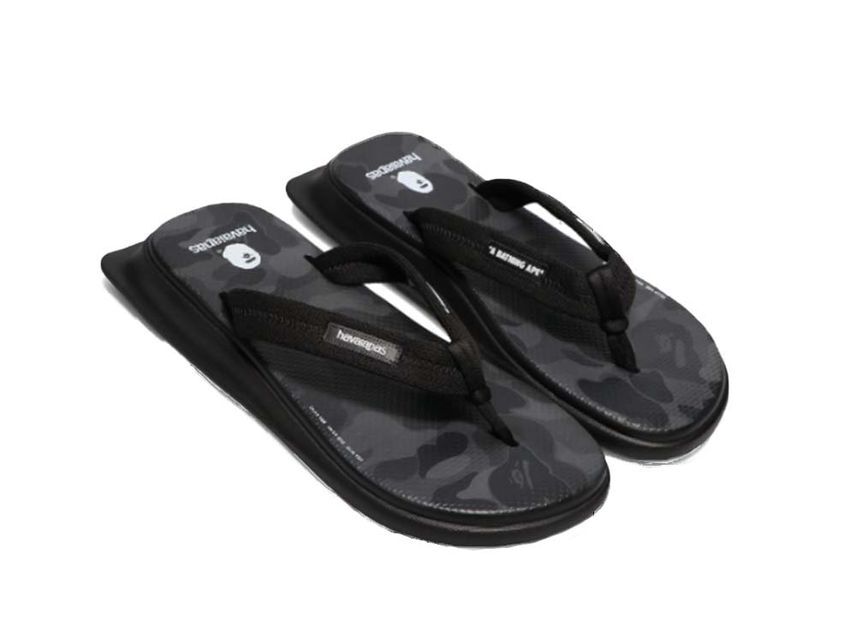 A BATHING APE × Havaianas Tradi Zori "Black Camo" 28cm 4146949-5178_画像1