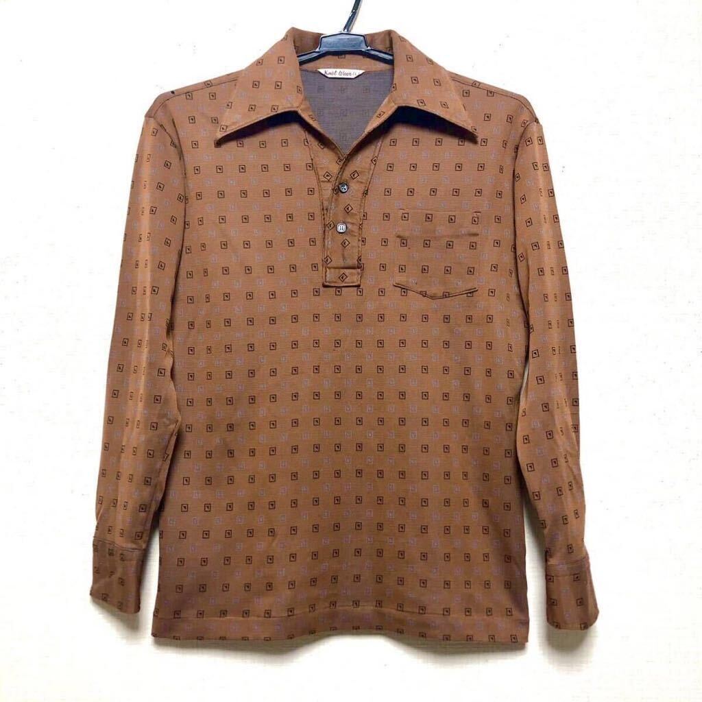 特価 60s-70sヴィンテージ プルオーバーシャツ Lサイズ ポリシャツ 昭和レトロ ビンテージの画像1