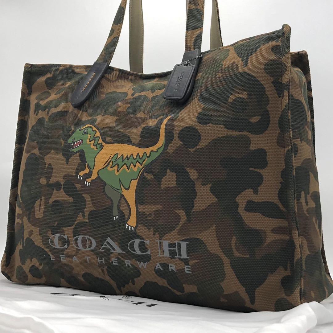 1円～【未使用級・希少】COACH コーチ トートバッグ レキシートート42 カモフラ 大容量 キャンバス 迷彩 A4 大容量 メンズ 肩掛け 手提げ_画像1