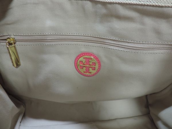 TORY BURCH/トリーバーチ　キャンバストート　ピンク×ベージュ　333G_画像8