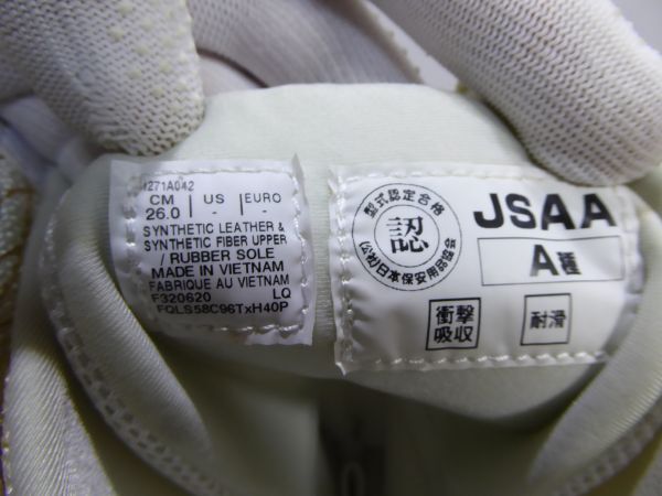 アシックスワーキング　 安全靴　作業靴　ウィンジョブ　CP403　JSAA　A種　耐滑ソール　ホワイト＆ピュアゴールド　26cm　865J_画像7