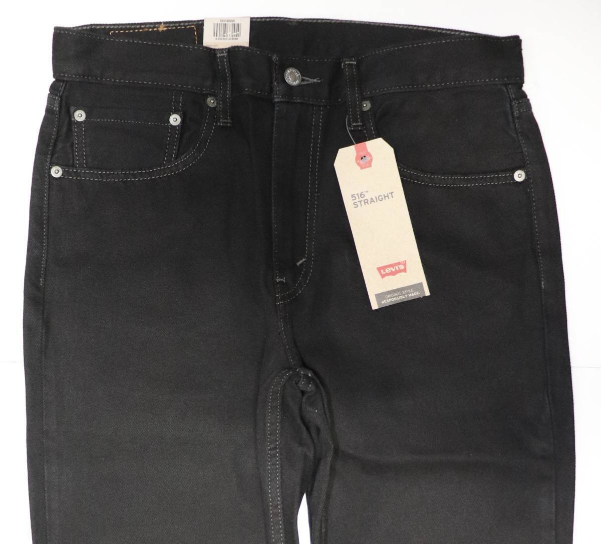 定価8000 新品 リーバイス 50516-0260 W34 L32 516 ストレートフィット ブラック 黒 綿100％ デニム LEVIS ☆_画像4