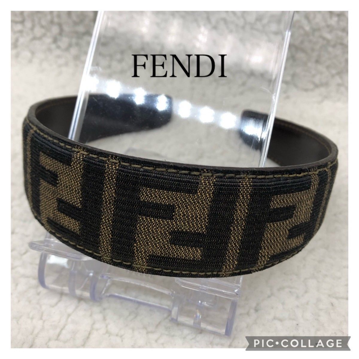 美品　FENDI フェンディ　ズッカ柄　レザー  カチューシャ