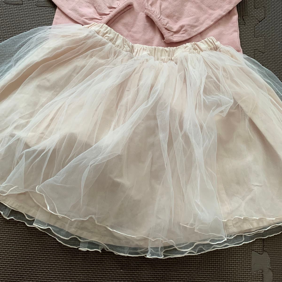 ☆ プティマイン petit main☆110㎝　長袖カットソー＆チュールスカート　2点セット　ピンク
