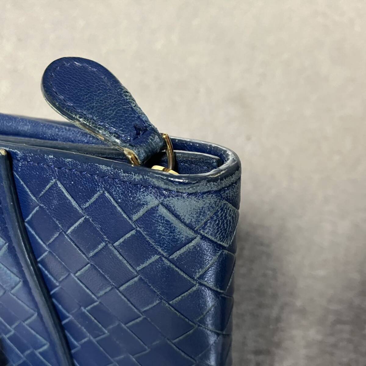 ボッテガヴェネタ BOTTEGA VENETA イントレチャート 長財布 レザー ブルー_画像5