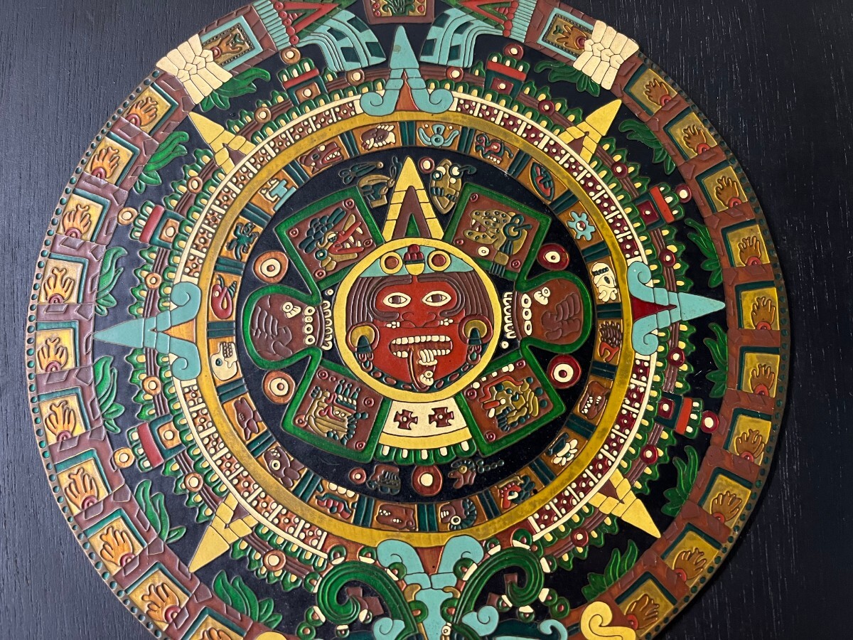 【②-D3】メキシコ製 アステカ太陽暦カレンダー 壁掛け アンティーク コレクション インテリア_画像5