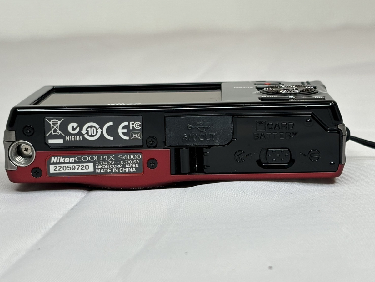 10467-1-SK23- Nikon ニコン - COOLPIX S600 - 赤 フラッシュレッド 通電動作確認済の画像7