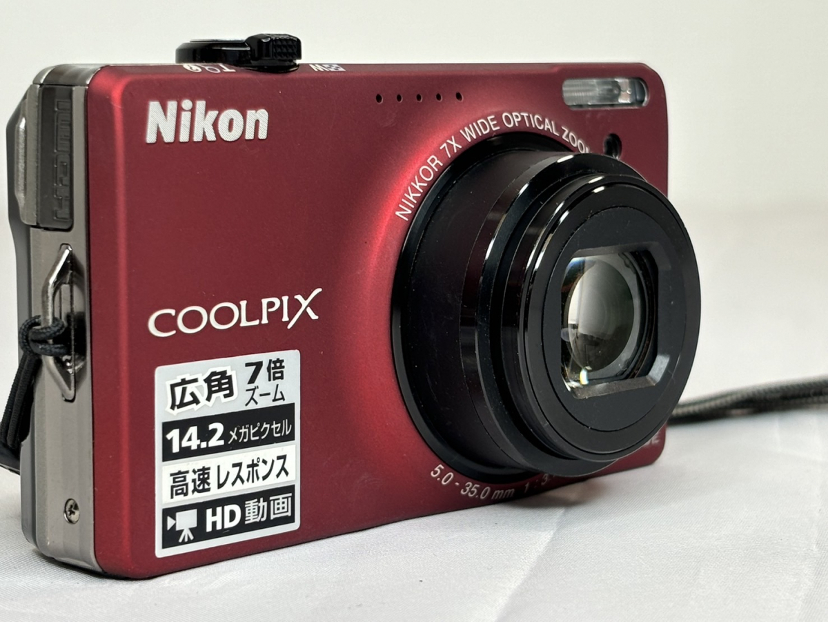 10467-1-SK23- Nikon ニコン - COOLPIX S600 - 赤 フラッシュレッド 通電動作確認済の画像4