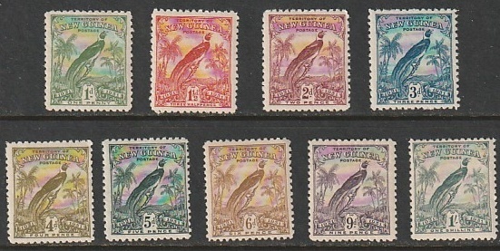 ニューギニア 1931年オーストラリア統治１０年・極楽鳥９種未の画像1