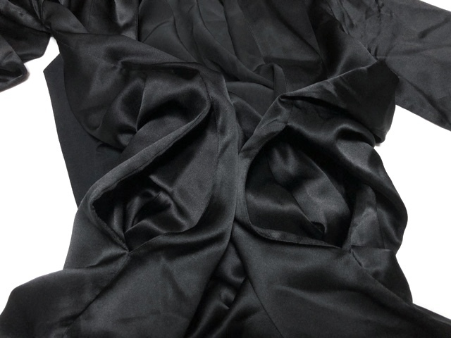 二点落札で送料無料！ 2A48 イタリア製 ラペルラ シルク ナイトウエア ロング ローブ ガウン 羽織り パジャマ XS ブラック 絹 レディース _画像5