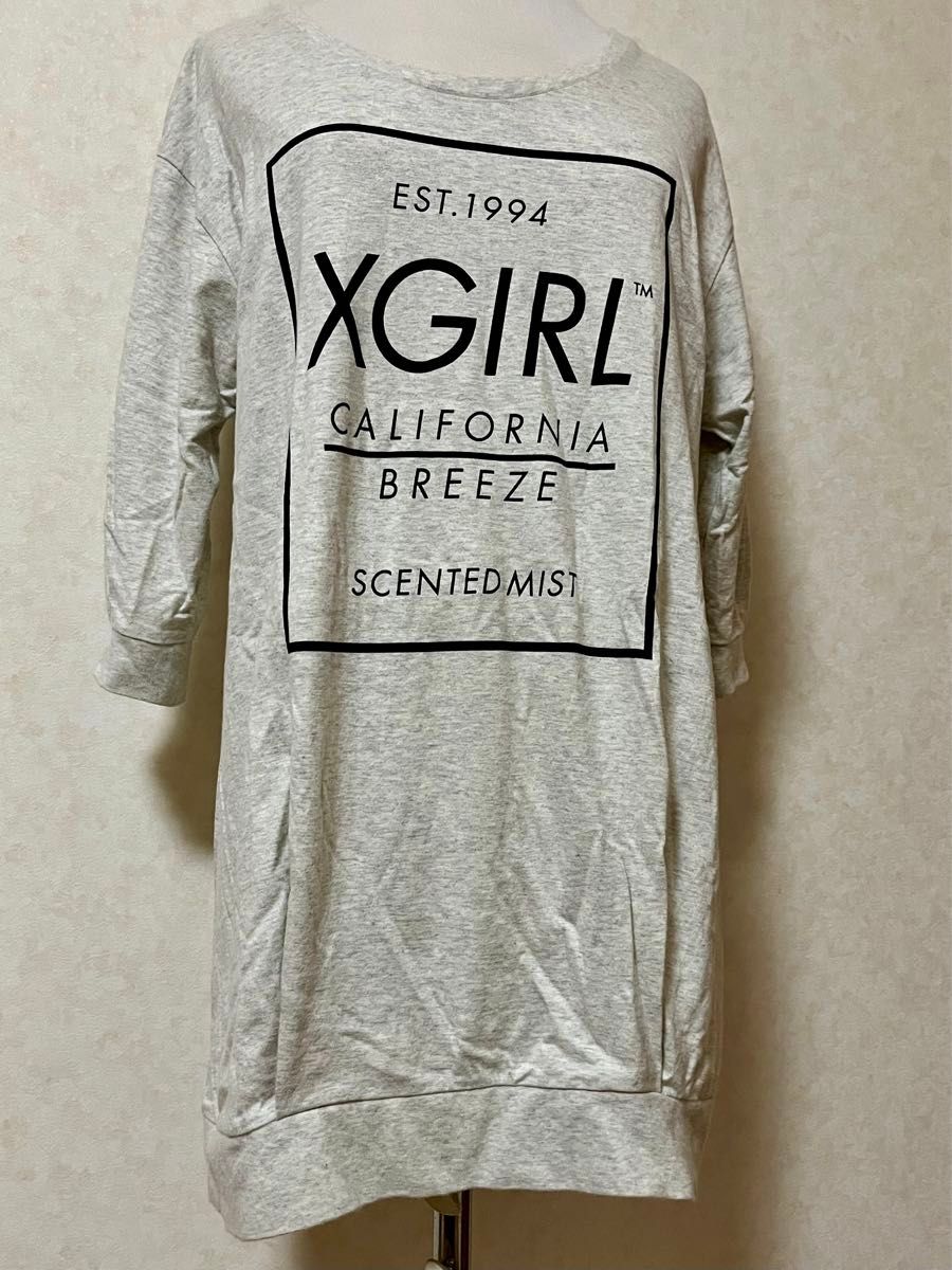 エックスガール X-girl スウェット 7分Tシャツ 長袖Tシャツ チュニック