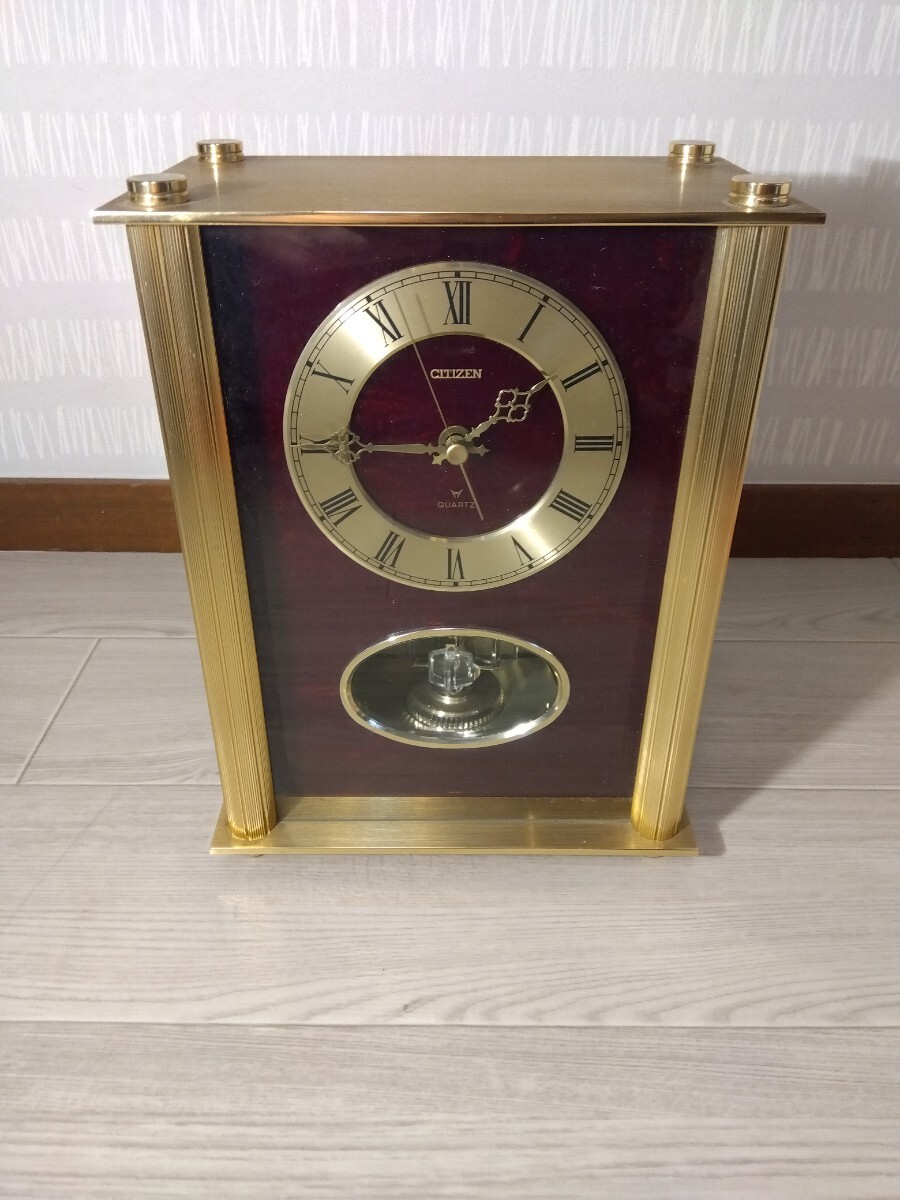 【F820】【稼働品】 CITIZEN シチズン 回転飾り付き 置き時計 QUARTZ クォーツ 置時計の画像1