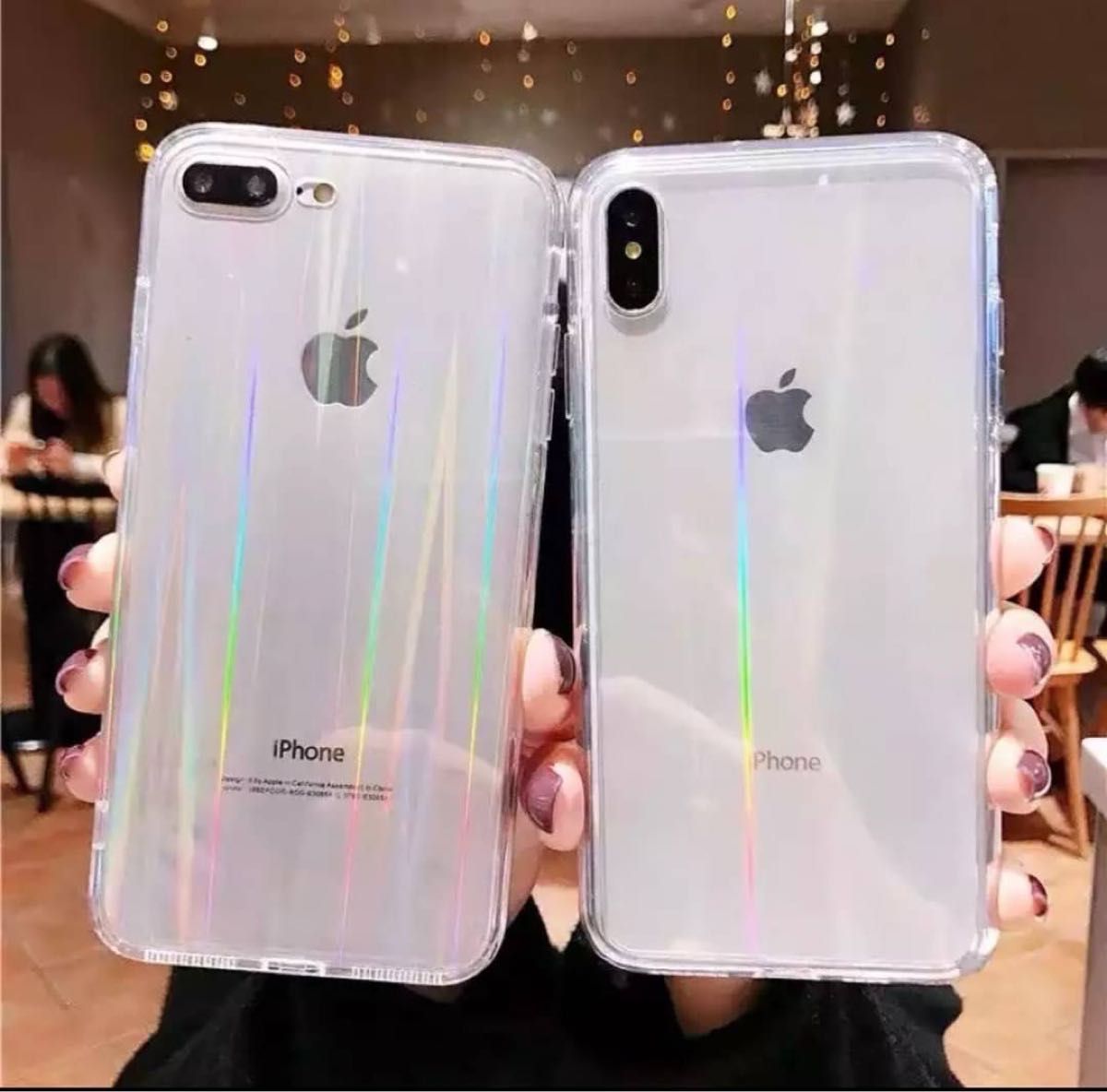iPhoneXR オーロラiPhoneケース　韓国 透明 クリア かわいい スマホケース TPU mini クリア