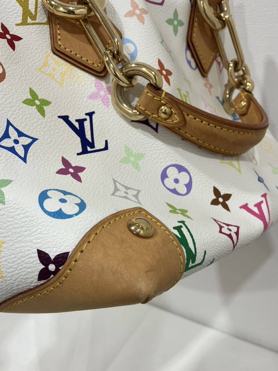 1円〜 【良品】希少 LOUIS VUITTON ルイ ヴィトン モノグラムマルチカラー オードラ ハンドバッグ トートバッグ チェーン ブロン 白 M40047の画像5