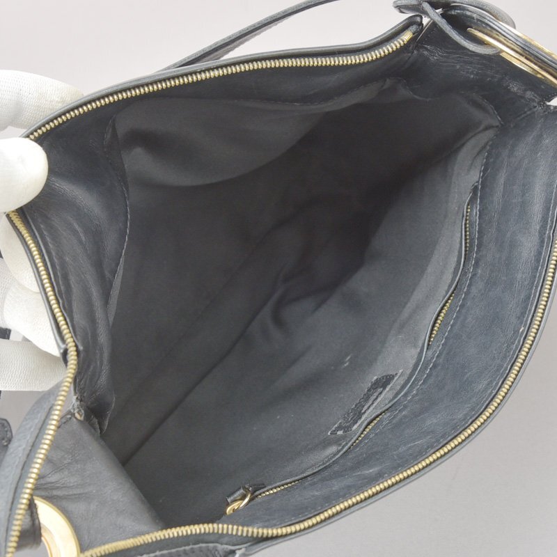 1 jpy beautiful goods VERSACE Versace mete.-sa shoulder bag leather black Gold metal fittings shoulder .. tote bag Vintage bag #a.e/k.c