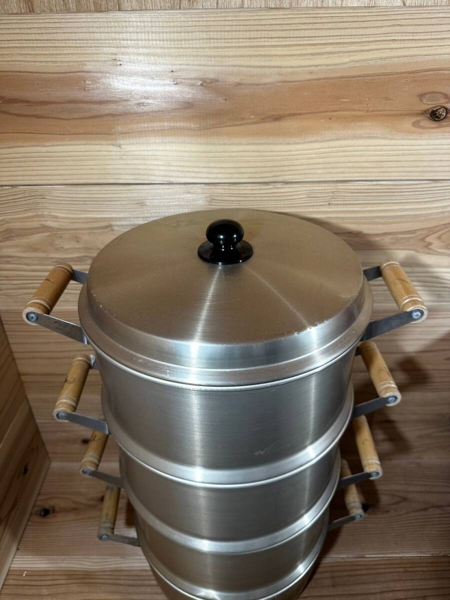 アルミ蒸し器 蒸し器 蒸し鍋 せいろ 厨房機器 店舗用品 4段 29cm_画像3