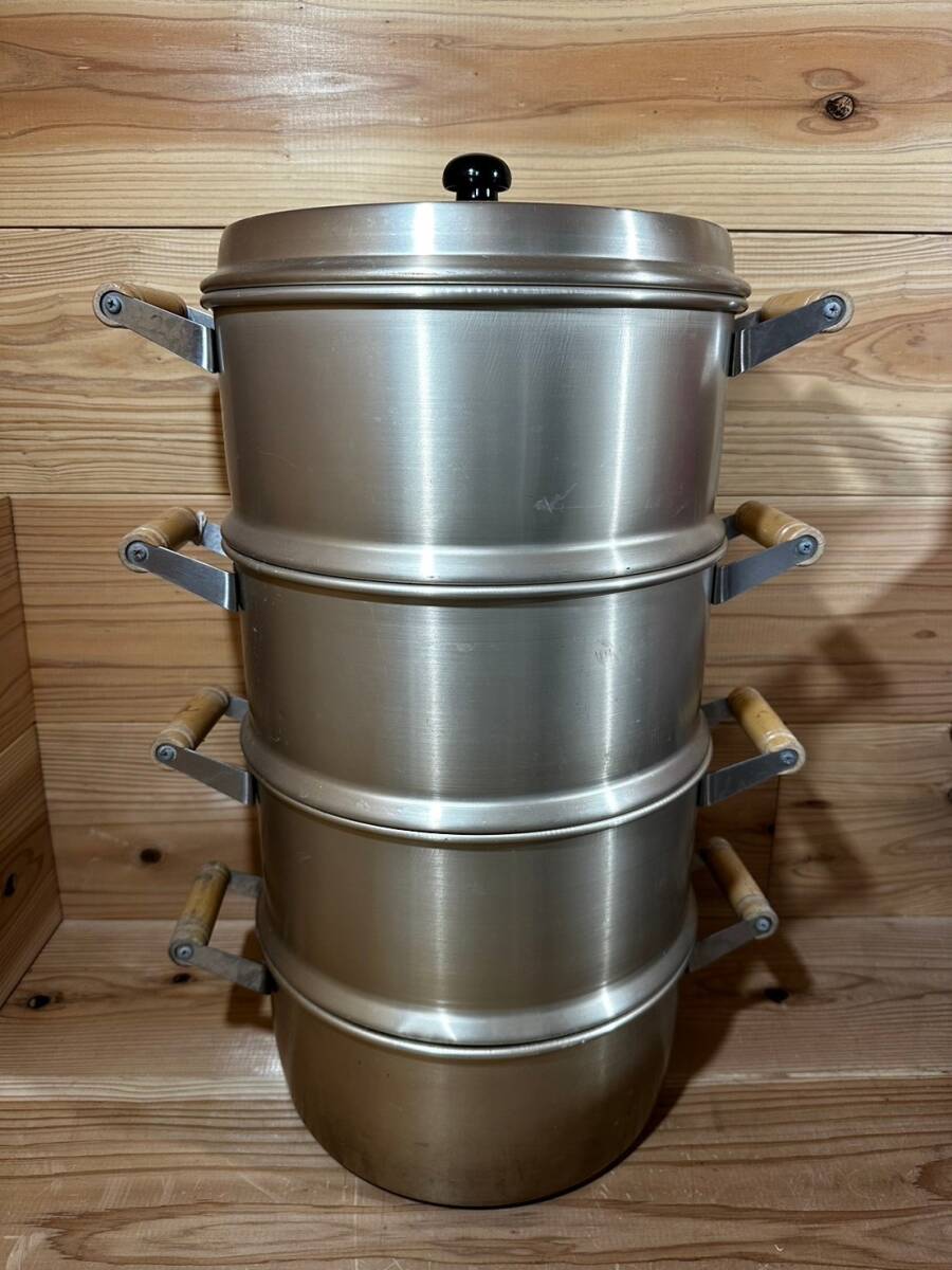アルミ蒸し器 蒸し器 蒸し鍋 せいろ 厨房機器 店舗用品 4段 29cm_画像2