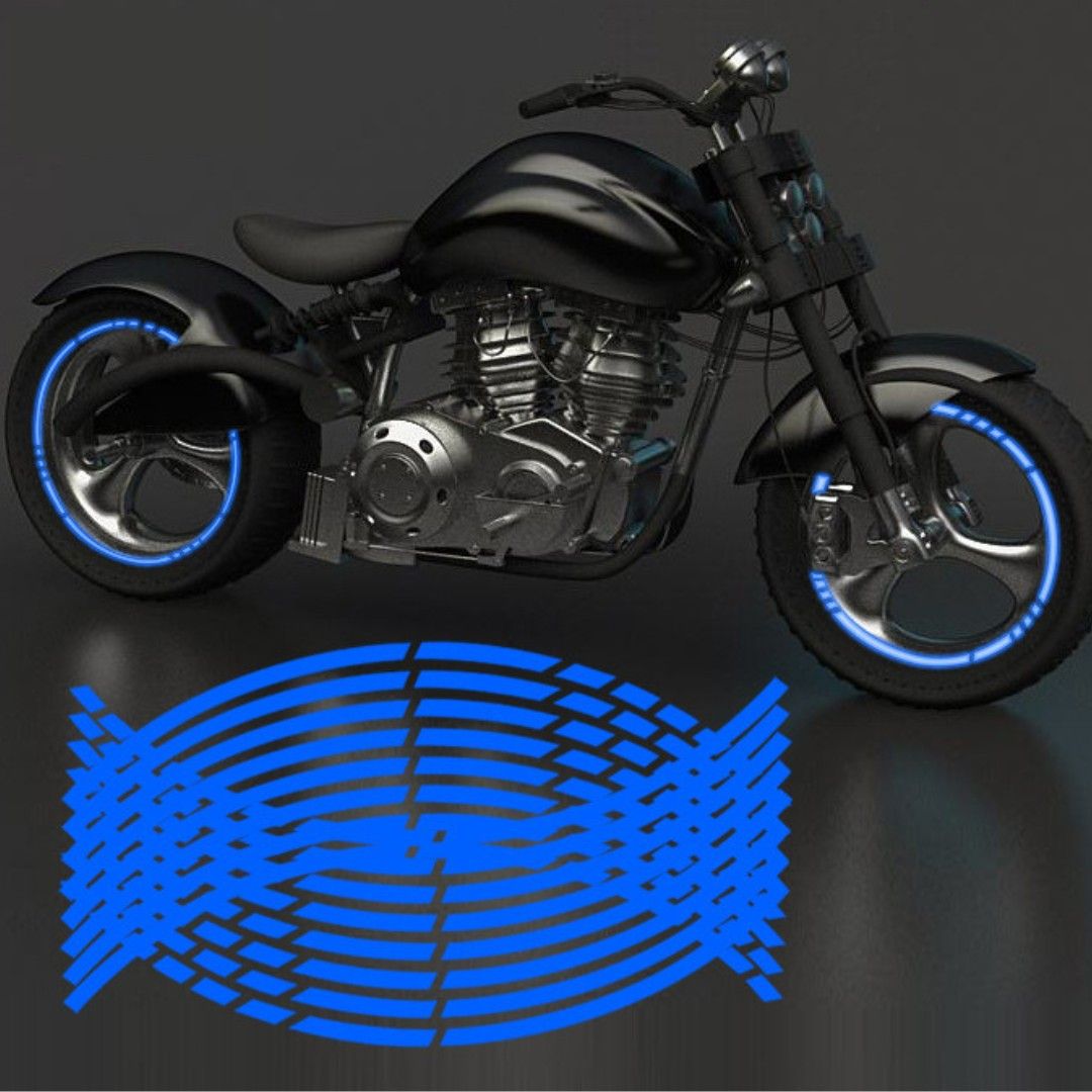 ラインステッカー　ホイール　車　バイク　カラー　ブルー　青　リムライン リムステッカー 反射 テープ 17 18 インチ バイク