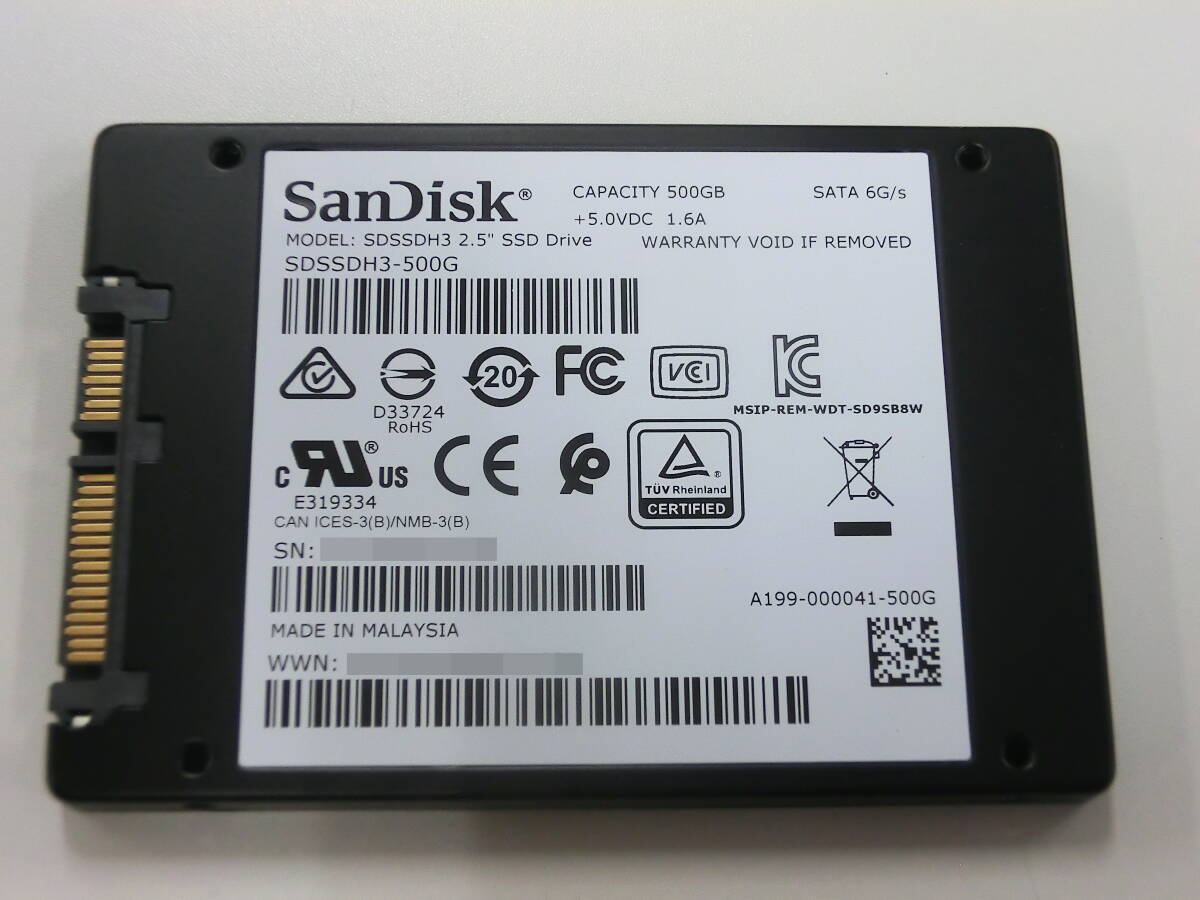 SanDisk/高速SSD/500GB/SDSSDH3-500G/【中古品】_画像2