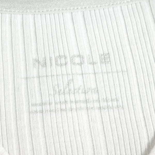  новый товар 1 иен ~* Nicole selection NICOLE selection мужской хлопок хлопок длинный рукав V шея ребра полоса cut and sewn 46 M белый подлинный товар *2289*