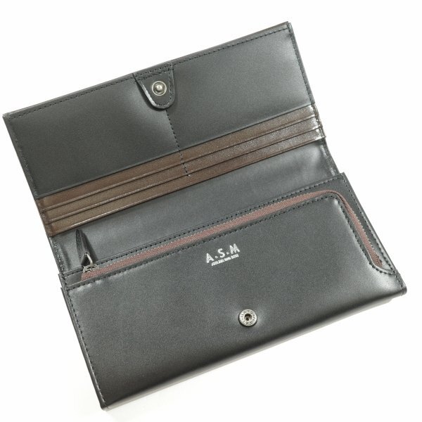  new goods 1 jpy ~*A.S.Me- SM marks li feed b men men's box attaching folding in half long wallet ... wallet tea che Ahkah do step 12*2351*