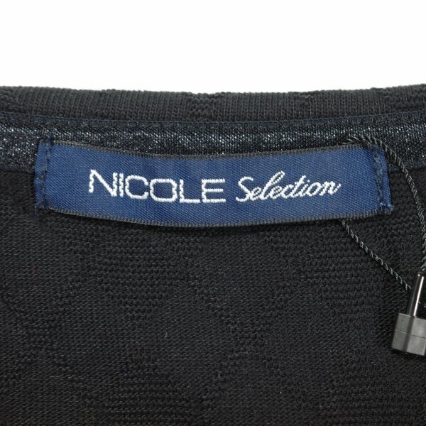 新品1円～★ニコル セレクション NICOLE selection メンズ ストレッチ コットン綿 長袖 Vネック アーガイルカットソー 50 LL 黒 ◆2357◆の画像8