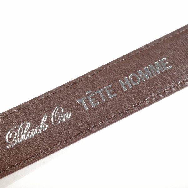 新品1円～★定価0.9万 Black On TETE HOMME テットオム 牛革レザー ビジネスベルト フリーサイズ 本革 茶 ブラウン 本物◆2408◆の画像8