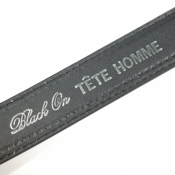 新品1円～★定価0.9万 Black On TETE HOMME テットオム 牛革レザー ビジネスベルト フリーサイズ 本革 黒 ブラック 本物◆2401◆の画像7