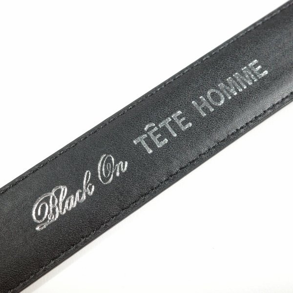 新品1円～★定価0.9万 Black On TETE HOMME テットオム 牛革レザー ビジネスベルト フリーサイズ 本革 黒 ブラック 本物◆2730◆の画像8