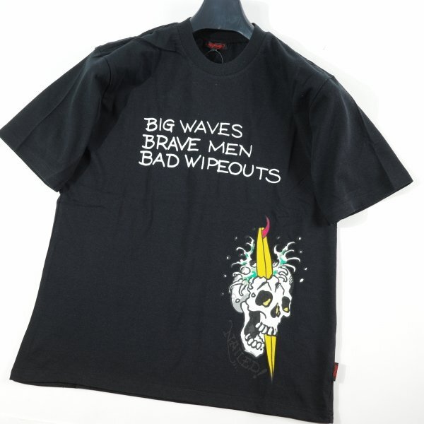 新品1円～★Ed Hardy エドハーディー メンズ 半袖 コットン綿 天竺 Tシャツ M 黒 ブラック クルーネック カットソー ◆2693◆の画像5