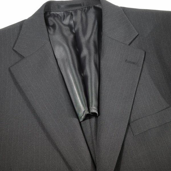 new goods 1 jpy ~* old shop suit maker all season stretch stripe suit 100E5 black black one tuck business suit *2760*