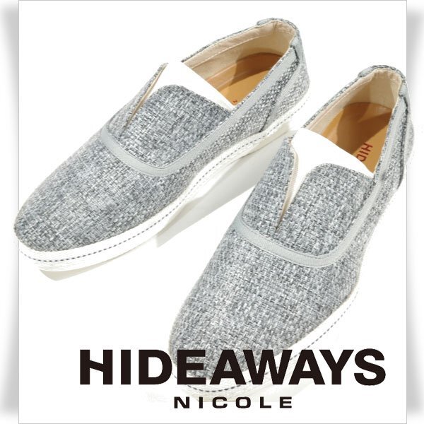 新品1円～★定価1万 ハイダウェイ ニコル HIDEAWAYS NICOLE メンズ ファブリック スリッポンシューズ 25.5cm グレー ◆2754◆の画像1