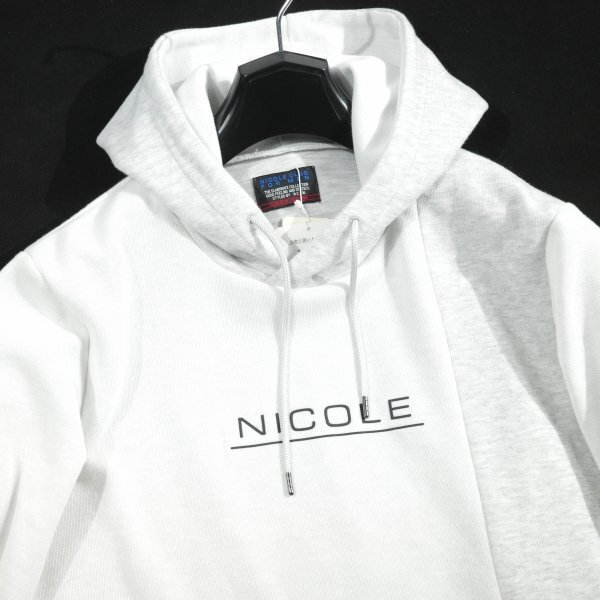 新品1円～★ニコルクラブフォーメン NICOLE CLUB FOR MEN ロゴプリントプルオーバーパーカ フーディー 46 M グレー ◆2785◆の画像5