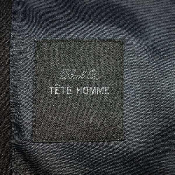  новый товар 1 иен ~* обычная цена 4.2 десять тысяч Black On TETE HOMMEteto Homme одиночный 2 . кнопка костюм 88Y4no- tuck стрейч чёрный черный *2994*