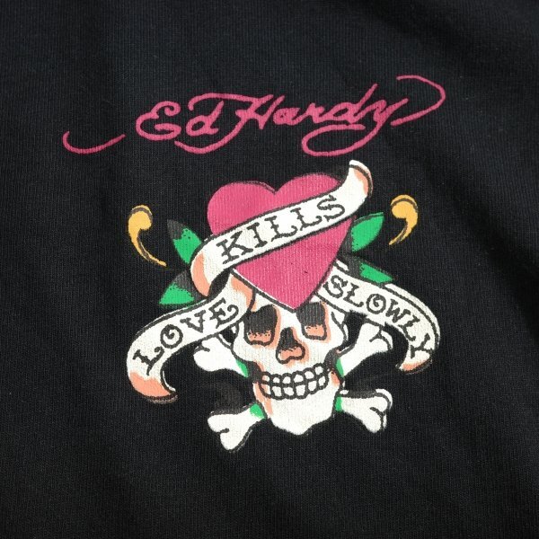 新品1円～★Ed Hardy エドハーディー メンズ 半袖 コットン綿 天竺 Tシャツ L 黒 ブラック クルーネック カットソー ◆3264◆_画像7