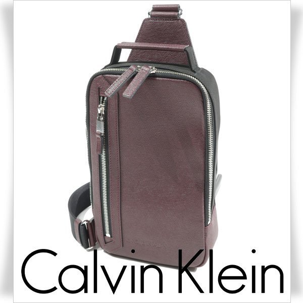 新品1円～★定価3万 CK CALVIN KLEIN カルバンクライン メンズ 日本製 牛革 ボディバッグ ワンショルダーバッグ 撥水 防水 ◆3280◆_画像1