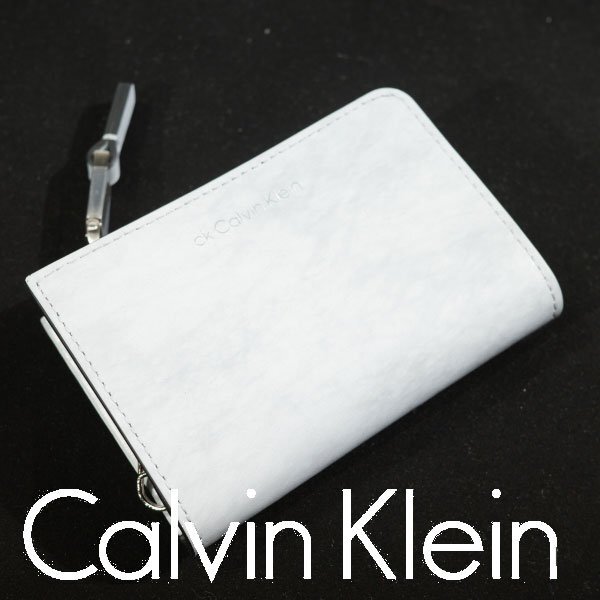 new goods 1 jpy ~*CK CALVIN KLEIN Calvin Klein men's cow leather leather L character fastener 4 ream key case smart key change purse purse box attaching *3307*
