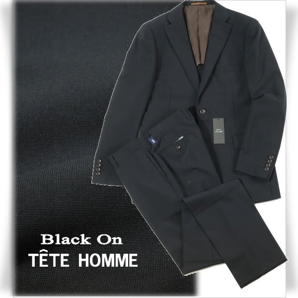  new goods 1 jpy ~* regular price 4.9 ten thousand Black On TETE HOMMEteto Homme wool wool single two . button suit 90A4no- tuck black black *3345*