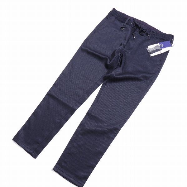  новый товар 1 иен ~* Nicole selection NICOLE selection мужской стрейч распорка брюки 48 L темно-синий глянец текстильный узор легкий брюки *3369*