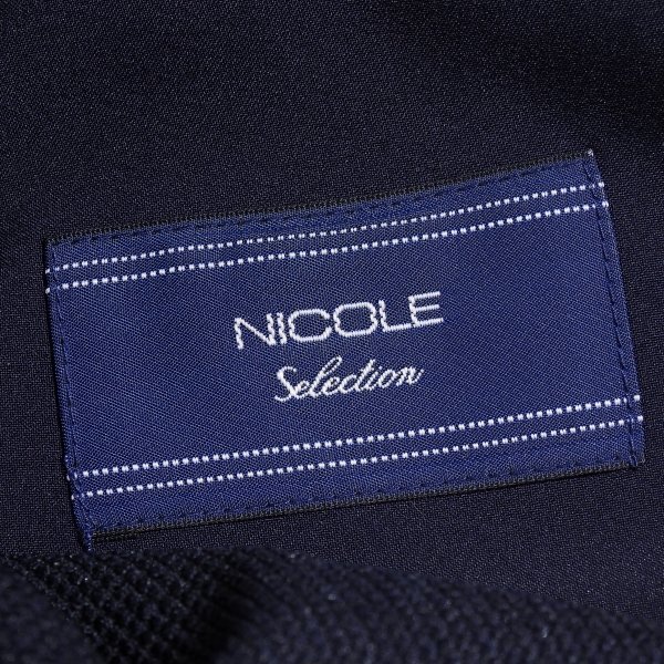 новый товар 1 иен ~* Nicole selection NICOLE selection мужской стрейч распорка брюки 48 L темно-синий глянец текстильный узор легкий брюки *3369*